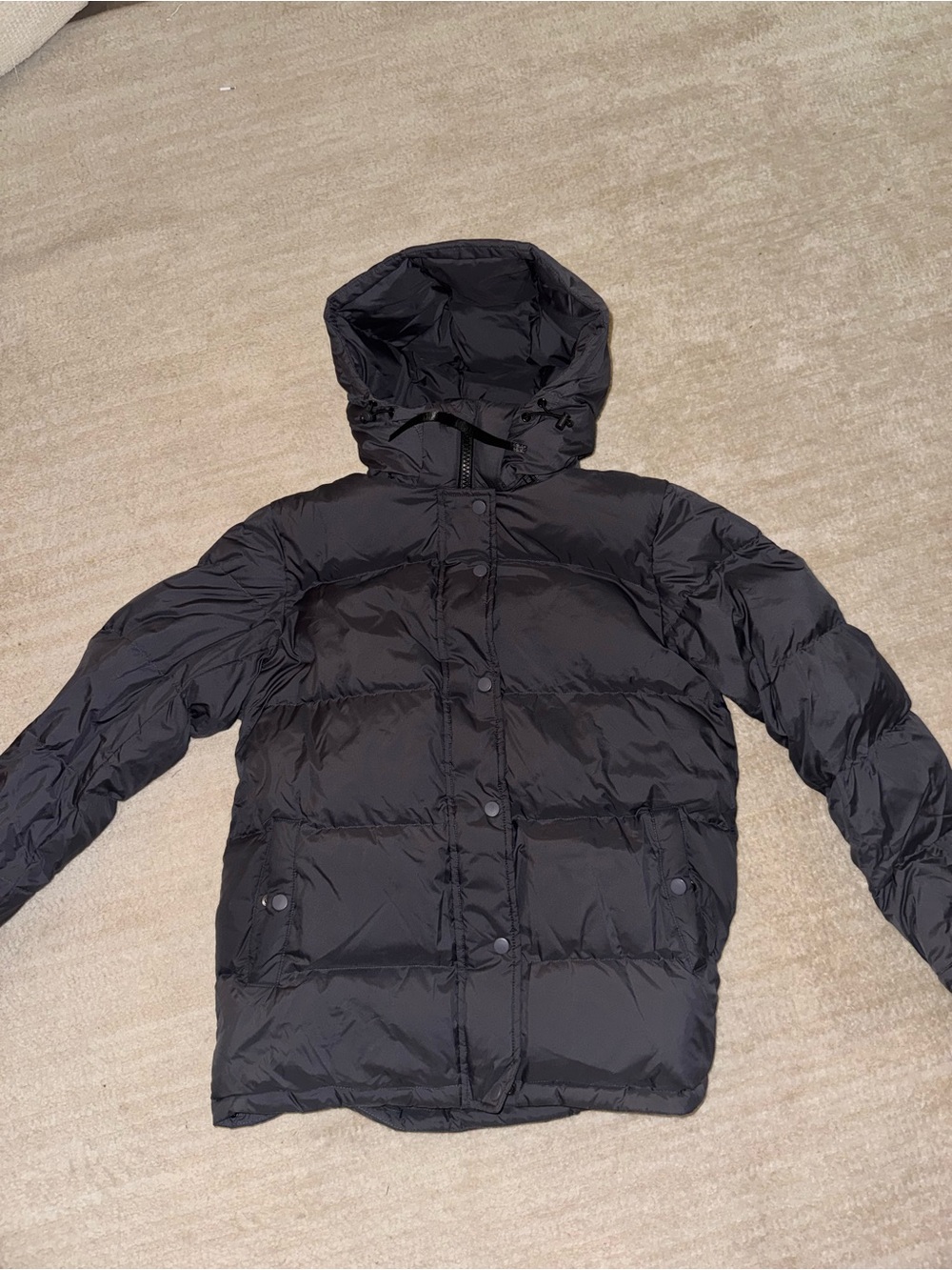 Quince Black Hooded Women's Puffer Jacket